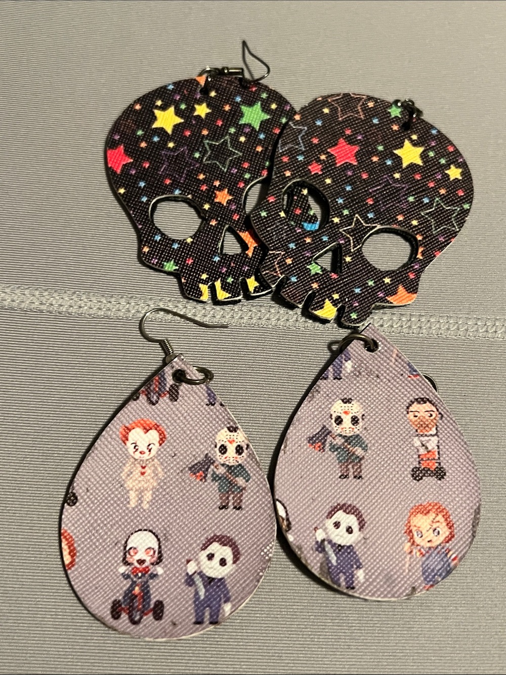 Halloween Skull and Character Teardrop Kids Earrings Set handmade